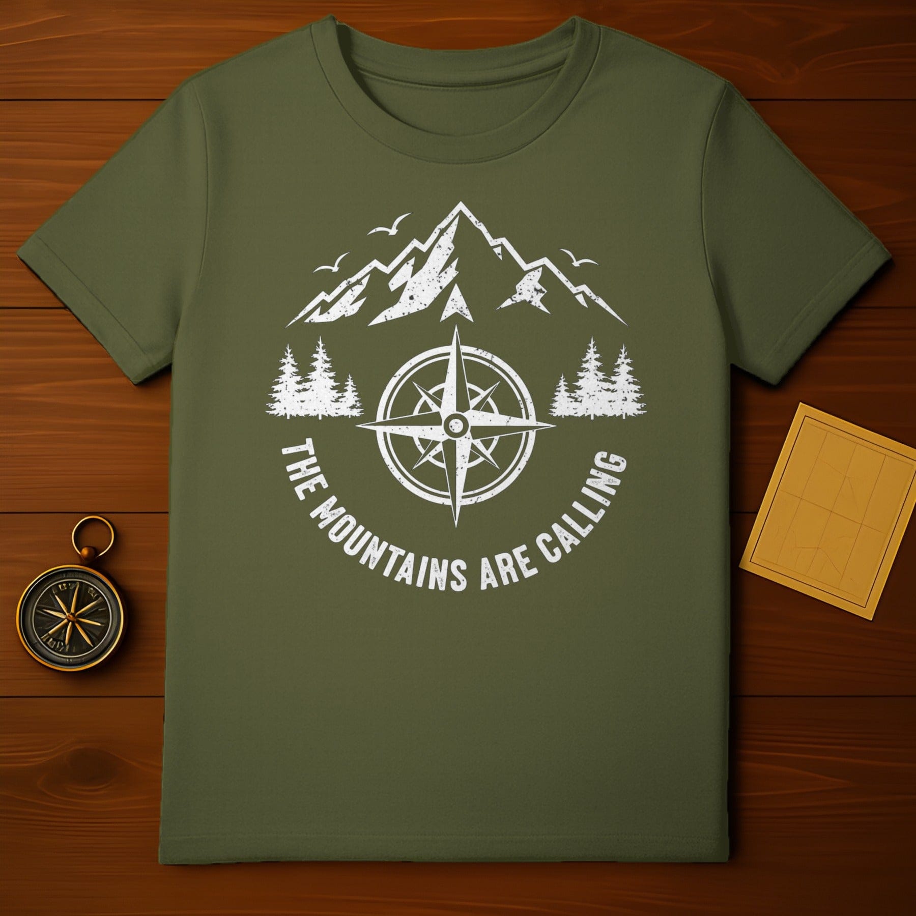 The Mountains Are Calling Compass Design T-Shirt