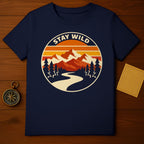 STAY WILD Mountains River Trees Retro Sunset Scene product type