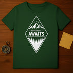 Adventure Awaits Mountain Trees Graphic Dark Green T-shirt product type