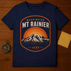 Navy t-shirt with Mt. Rainier design, "Washington 1899" text.