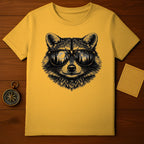 Raccoon sunglasses moon stars trees yellow product type