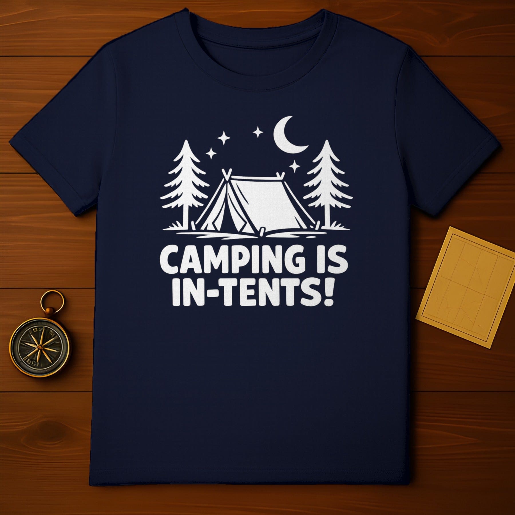 Camping is In-Tents Graphic Navy Blue T-Shirt
