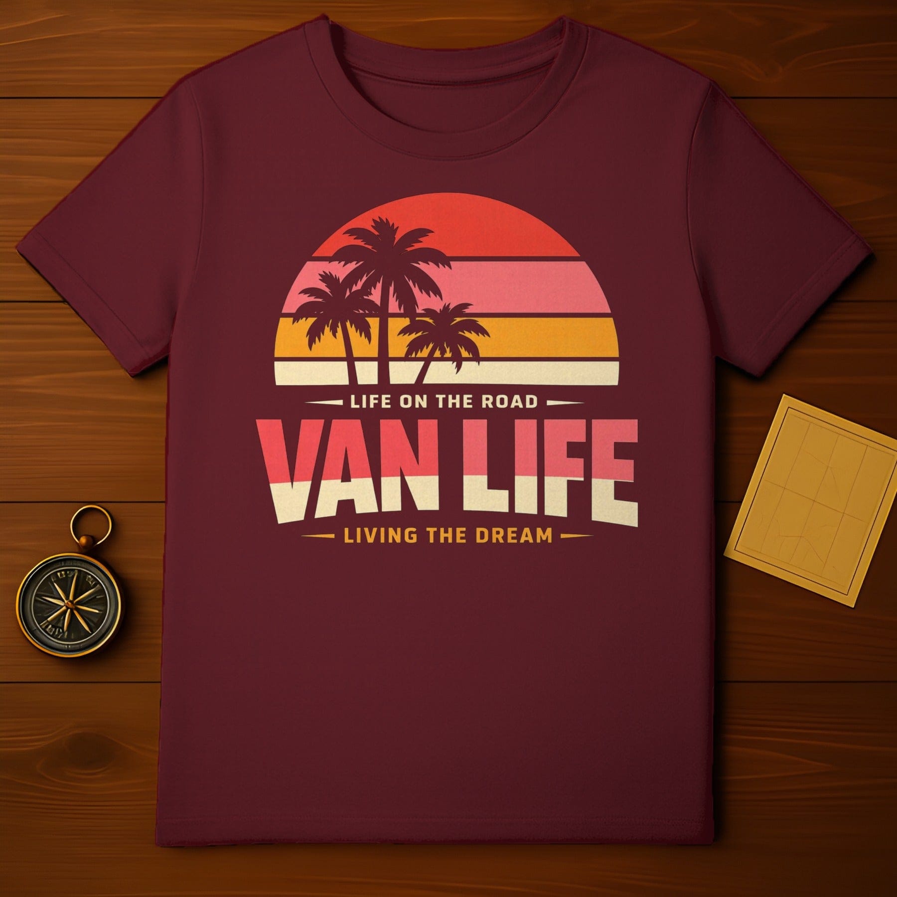 Life on the Road Van Life Living The Dream product type
Van Life
Living The Dream
Life On The Road
Palm Tree Design
Sunset Graphic
Retro Vanlife
Travel Inspired
Adventure Apparel
Road Trip Gear
Camper Culture
Summer Collection
Wanderlust Tee
Graphic T-Shirt
Maroon Color
Outdoor Enthusiast
Vacation Fashion
Vintage Style
Nature Lover
Freedom Lifestyle
Camping Vibes