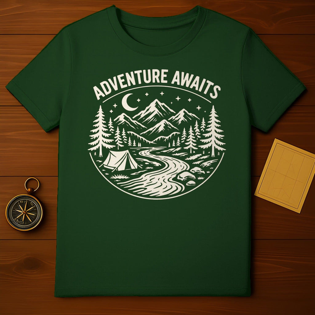 Adventure Awaits Graphic Green T-Shirt