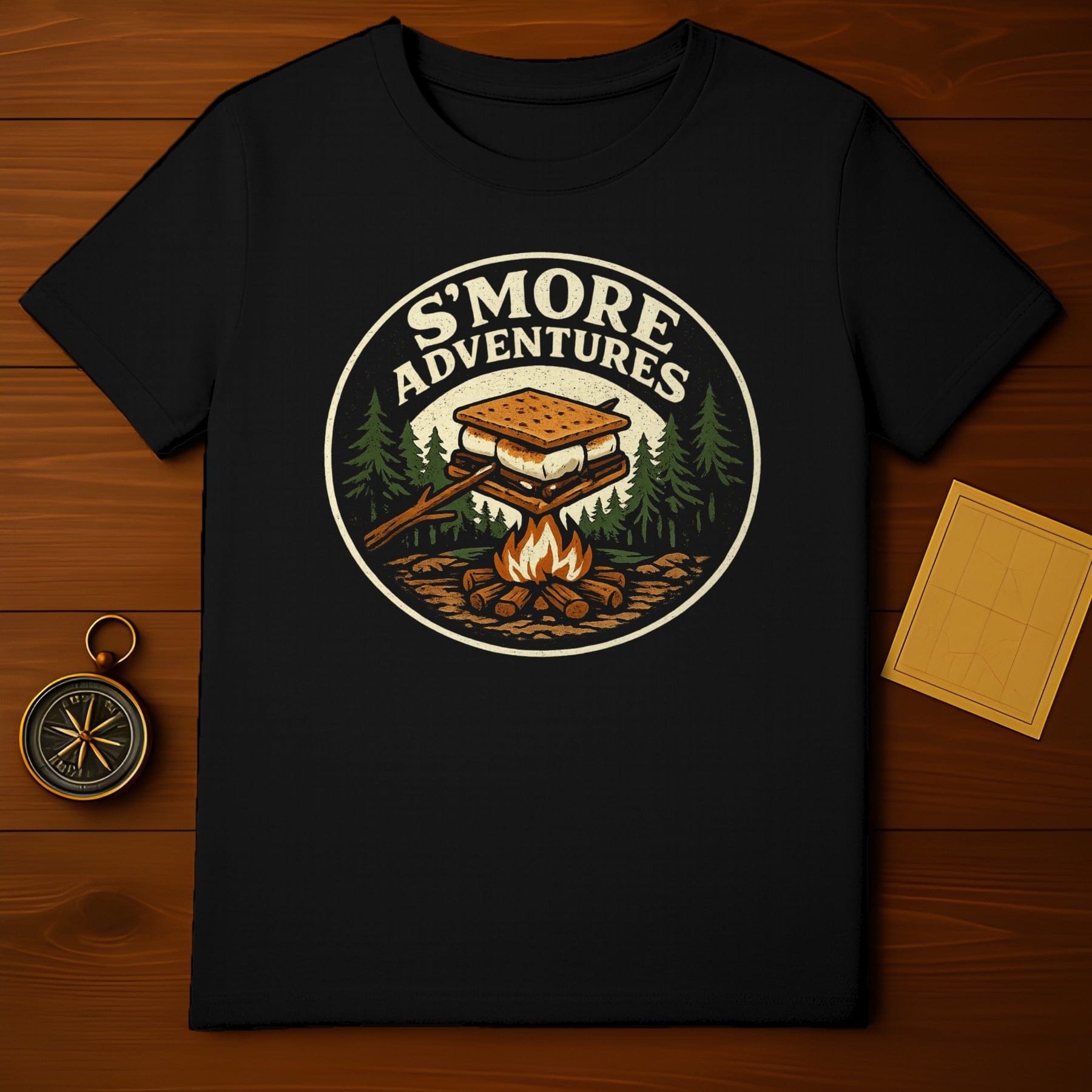 S'More Adventures Campfire Themed Graphic T-shirt