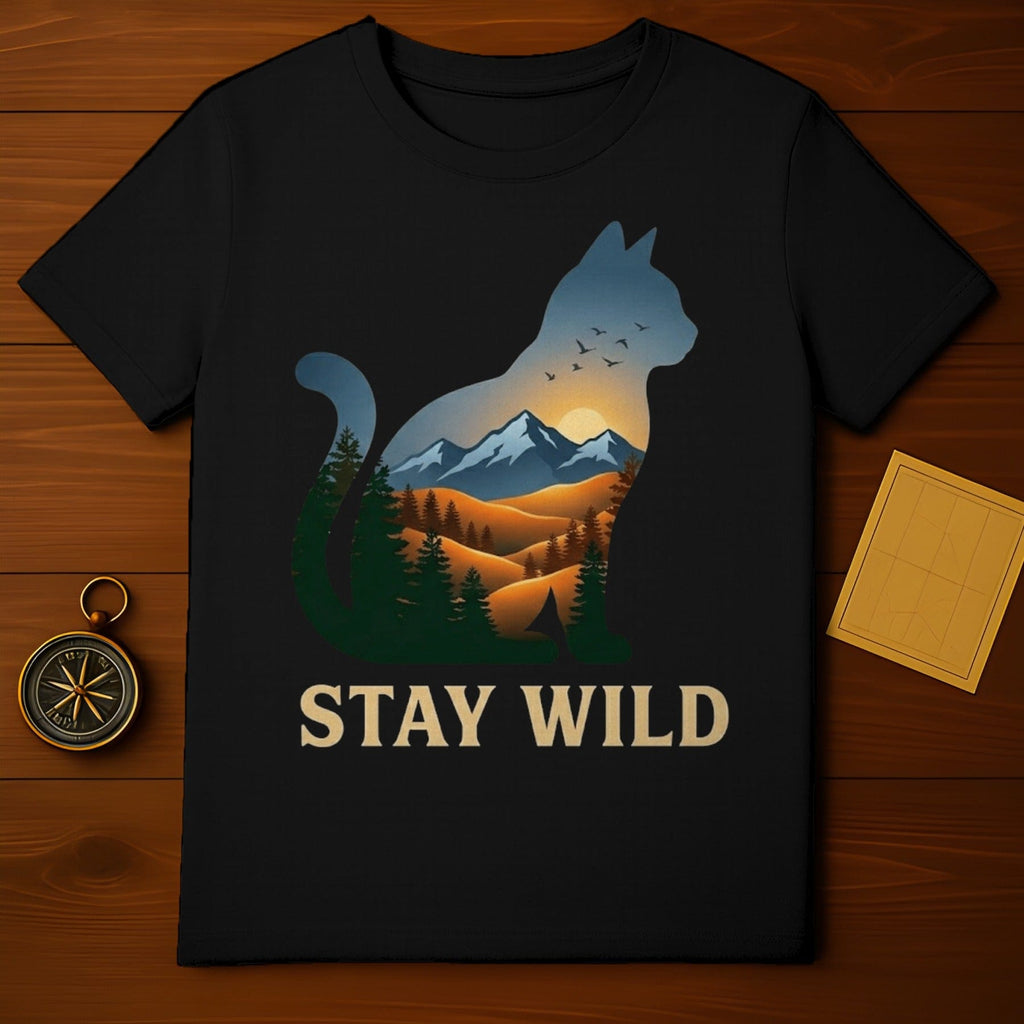 Cat Silhouette Mountain Forest Sunset Stay Wild product type