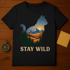 Cat Silhouette Mountain Forest Sunset Stay Wild product type