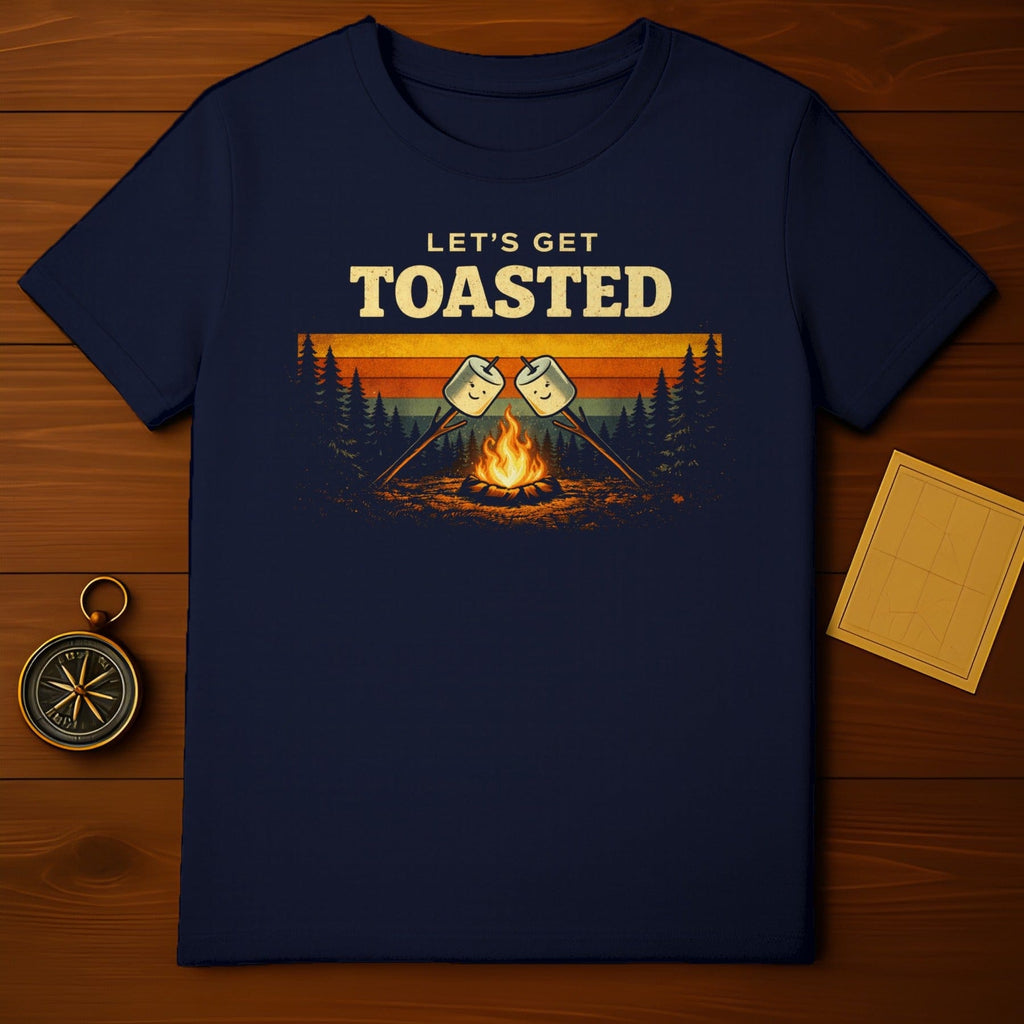Let's Get Toasted Retro Campfire and Marshmallows Shirt