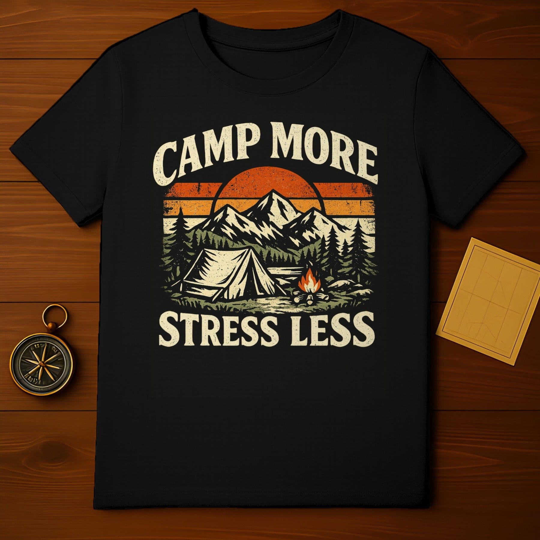 Camp More Stress Less Outdoor Camping T-shirt
