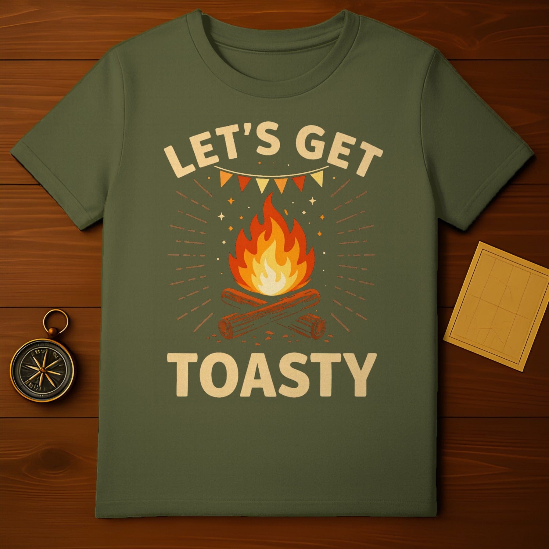 LET'S GET TOASTY campfire graphic outdoor camping product type