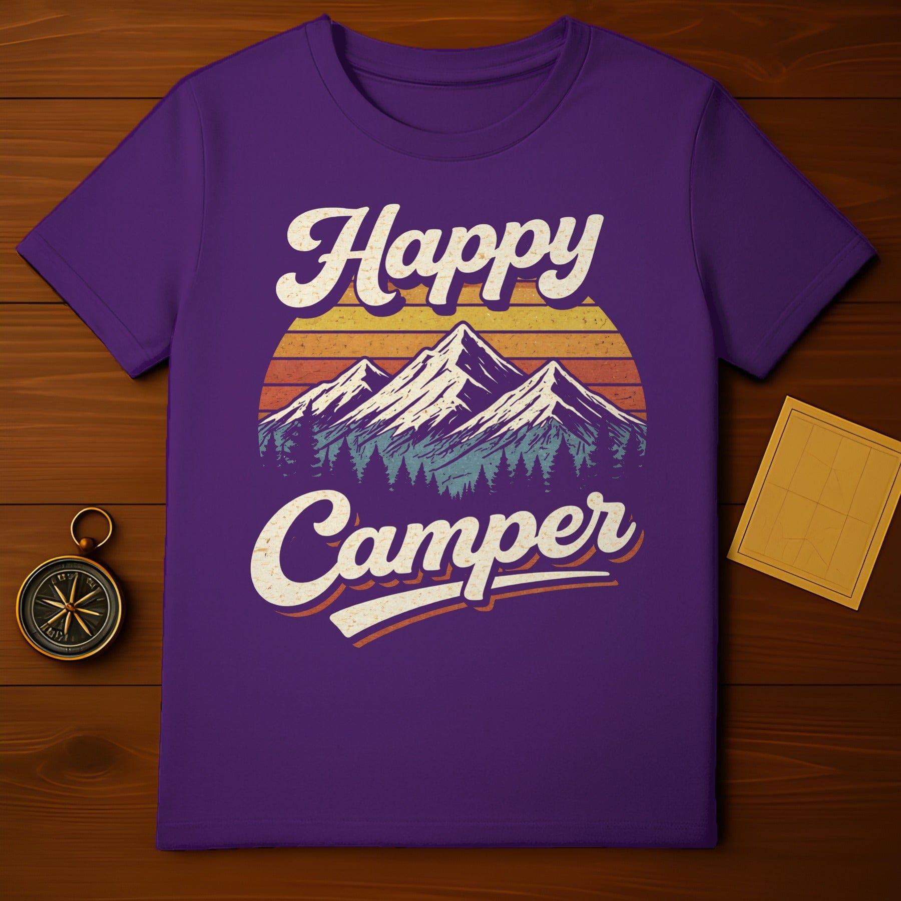 Happy Camper Mountain Sunset Graphic T-shirt Product