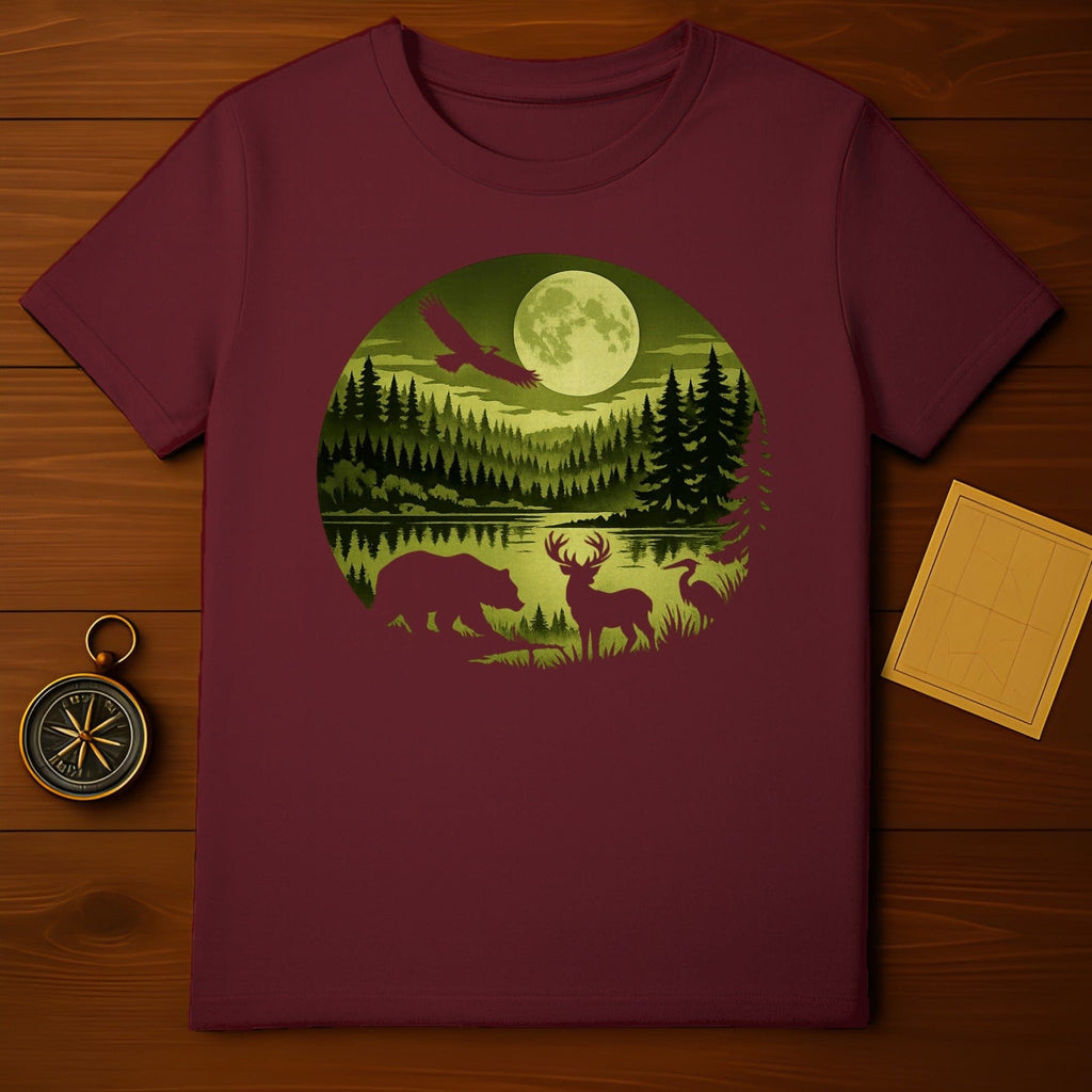 Forest Night Wildlife Scene T-Shirt