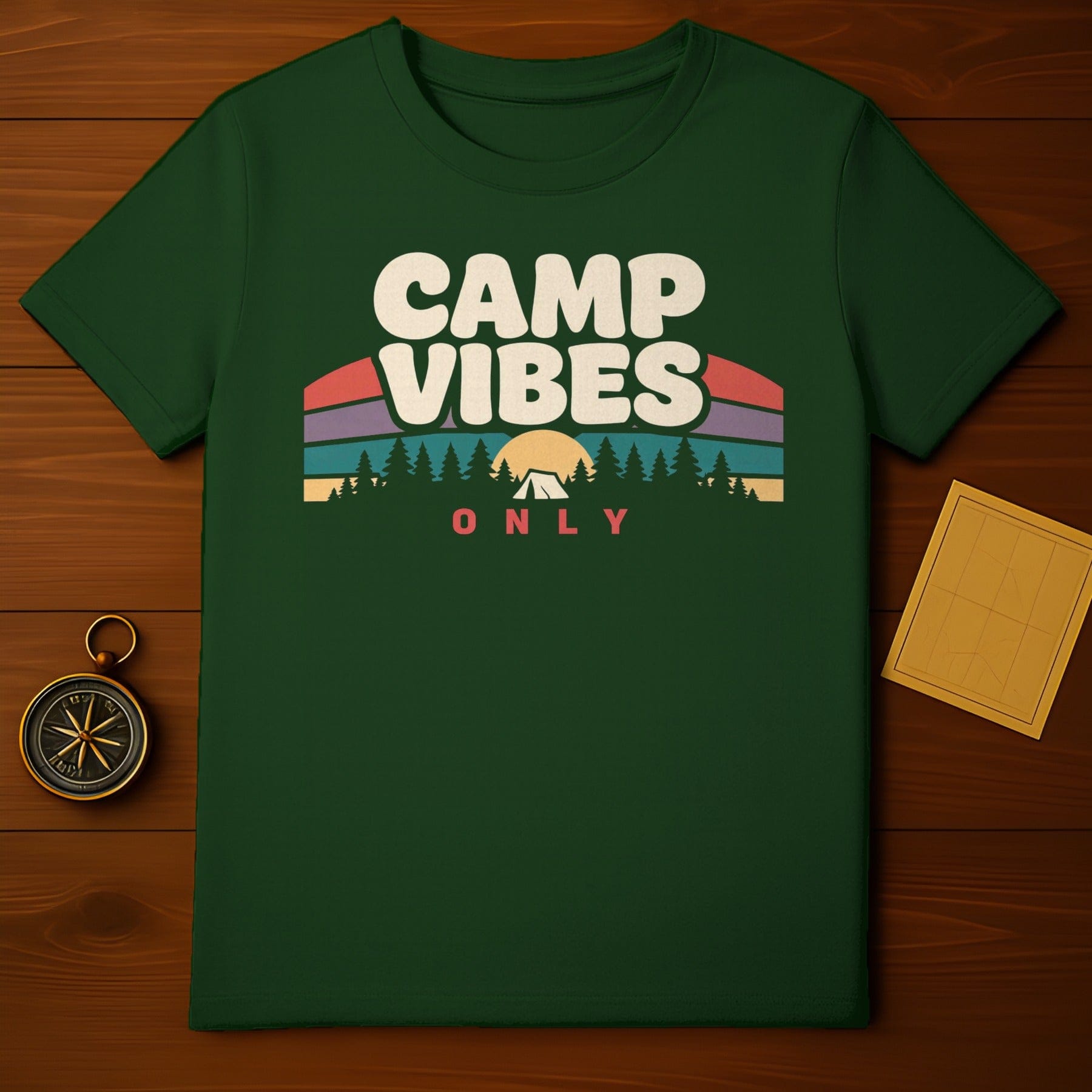 CAMP VIBES ONLY Forest Tent Sunset Graphic product type