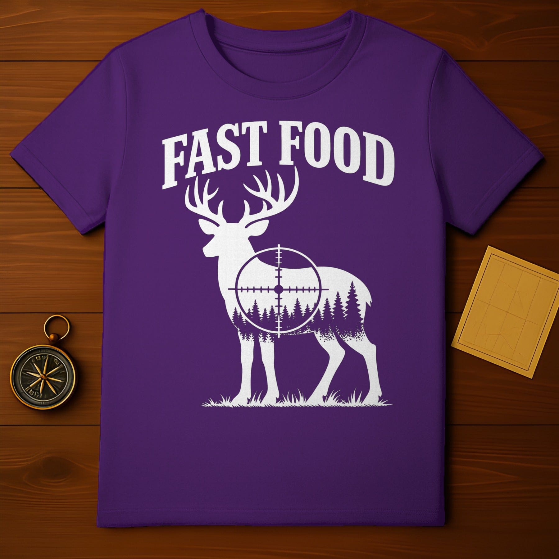 Fast Food Deer Target Design Purple Shirt