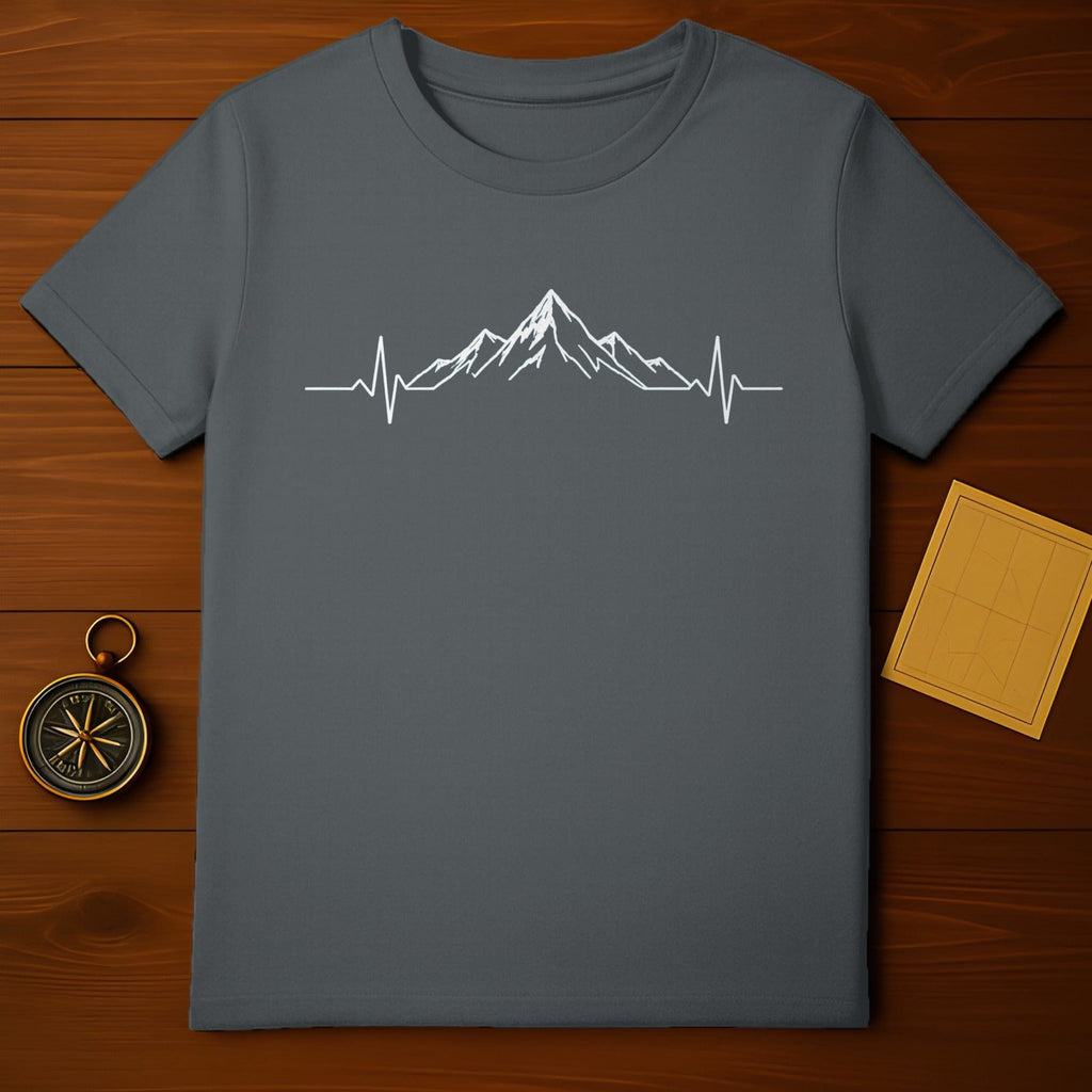 Mountain with Heartbeat Design Graphic T-shirt