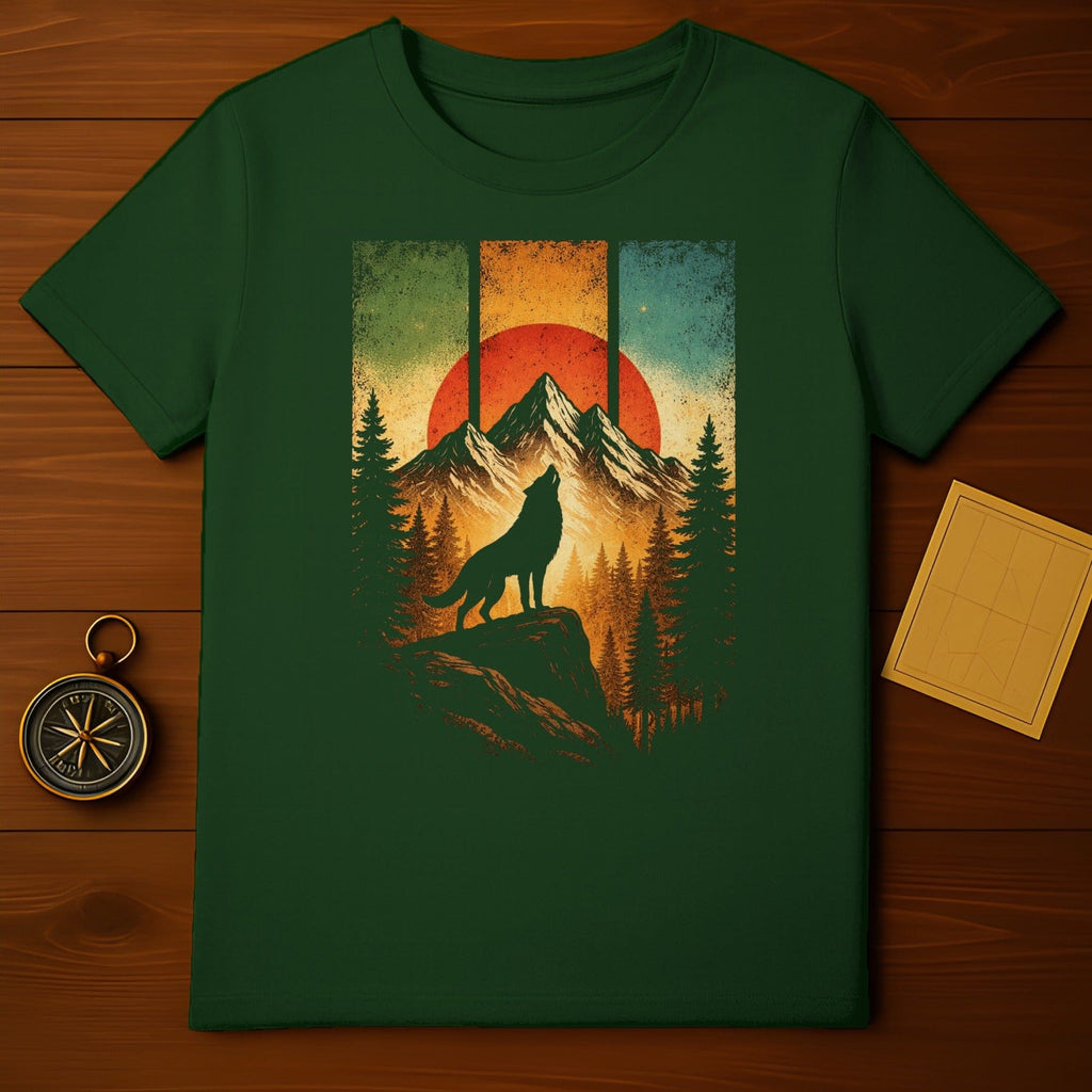 Howling Wolf at Sunset in Mountain Scenery Shirt