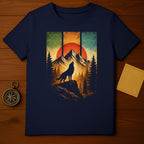 Howling Wolf at Sunset Mountain Design T-Shirt