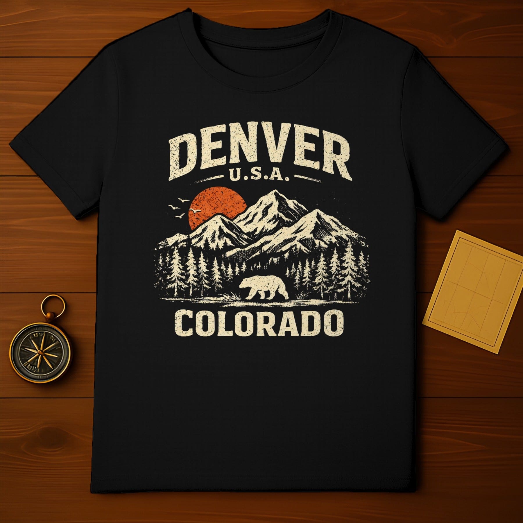 Denver Colorado Bear Mountains Sunset Design Shirt