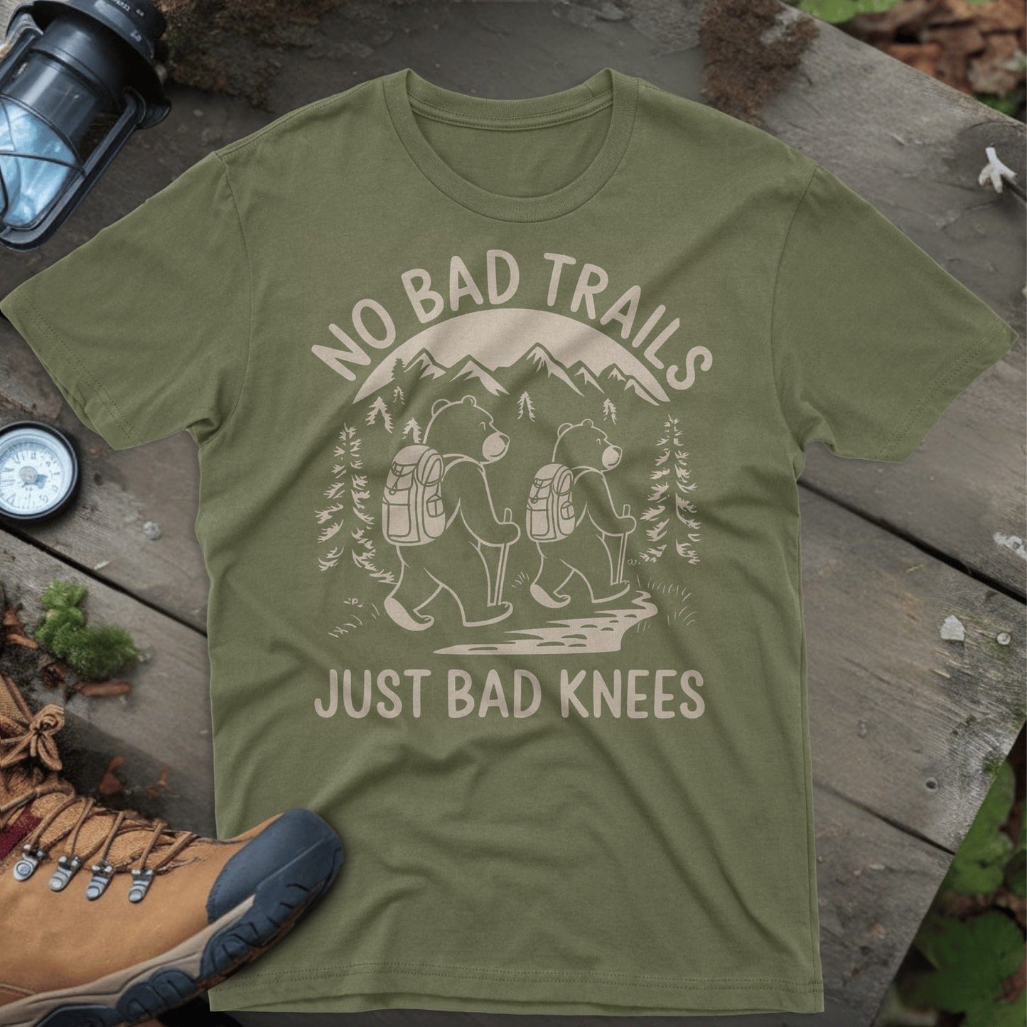No Bad Trails Just Bad Knees Hiking T-Shirt product