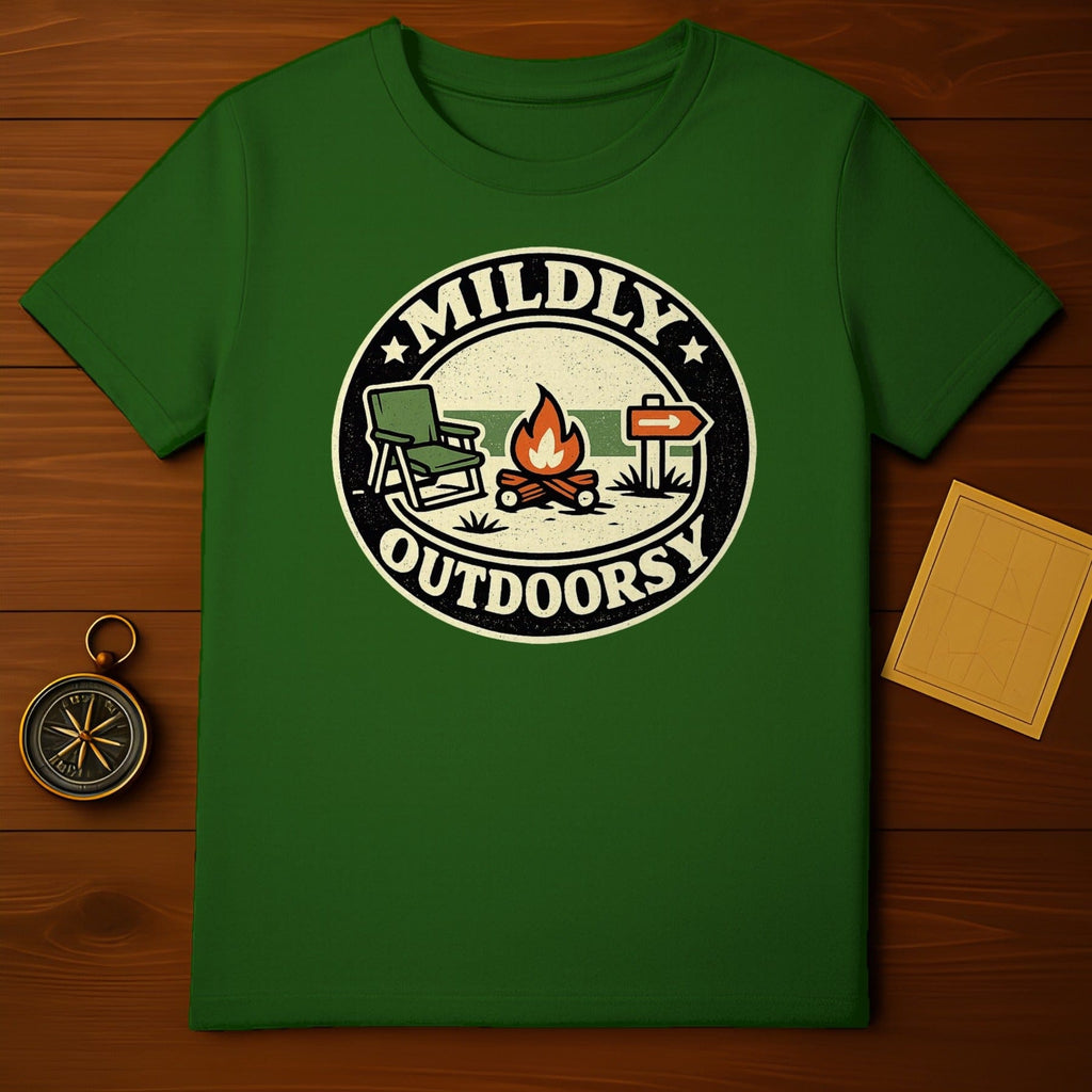 Mildly Outdoorsy Graphic Tee with Camping Design