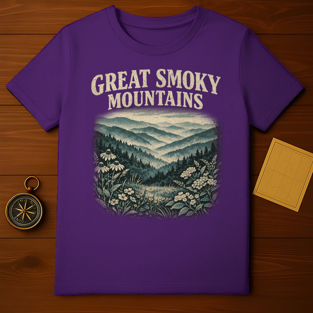 Great Smoky Mountains Scenic Illustration T-shirt