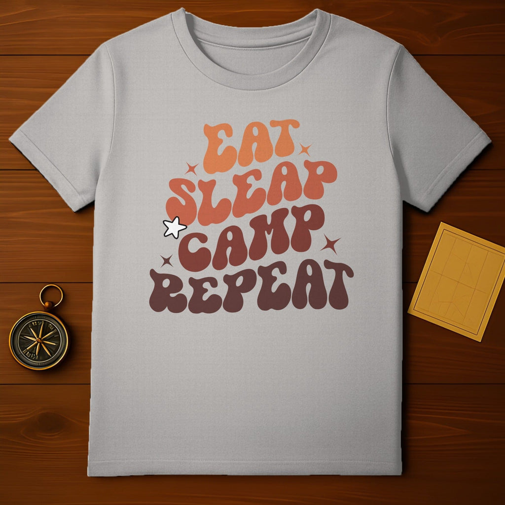 Eat Sleep Camp Repeat Graphic T-Shirt for Campers