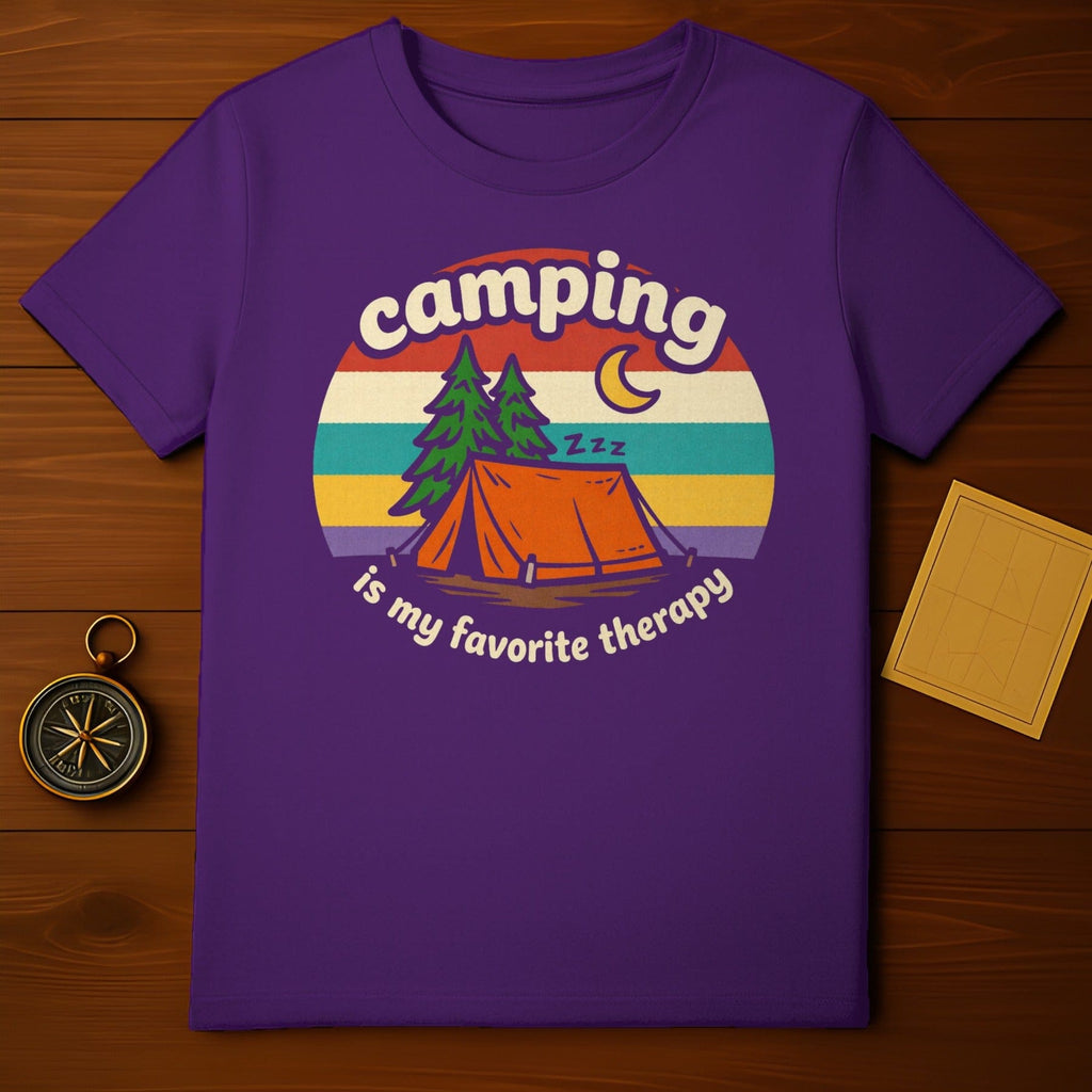Camping is my favorite therapy retro stripes product type