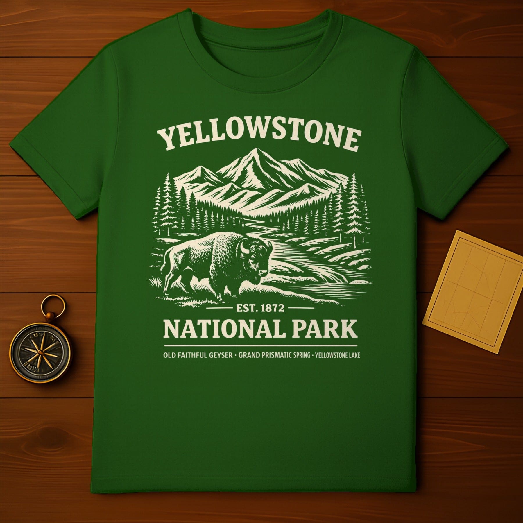 Yellowstone National Park Est. 1872 Green T-Shirt