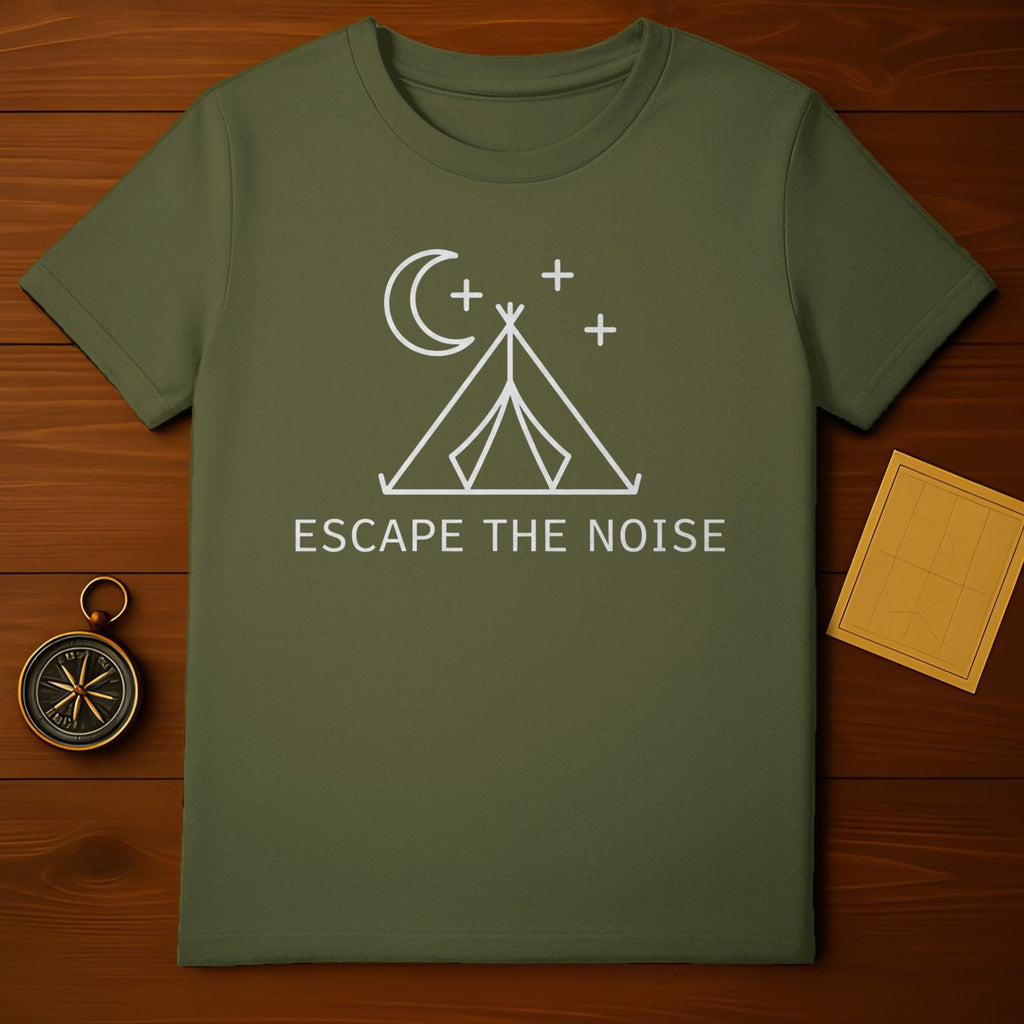 Escape The Noise Tent And Moon Graphic T-Shirt