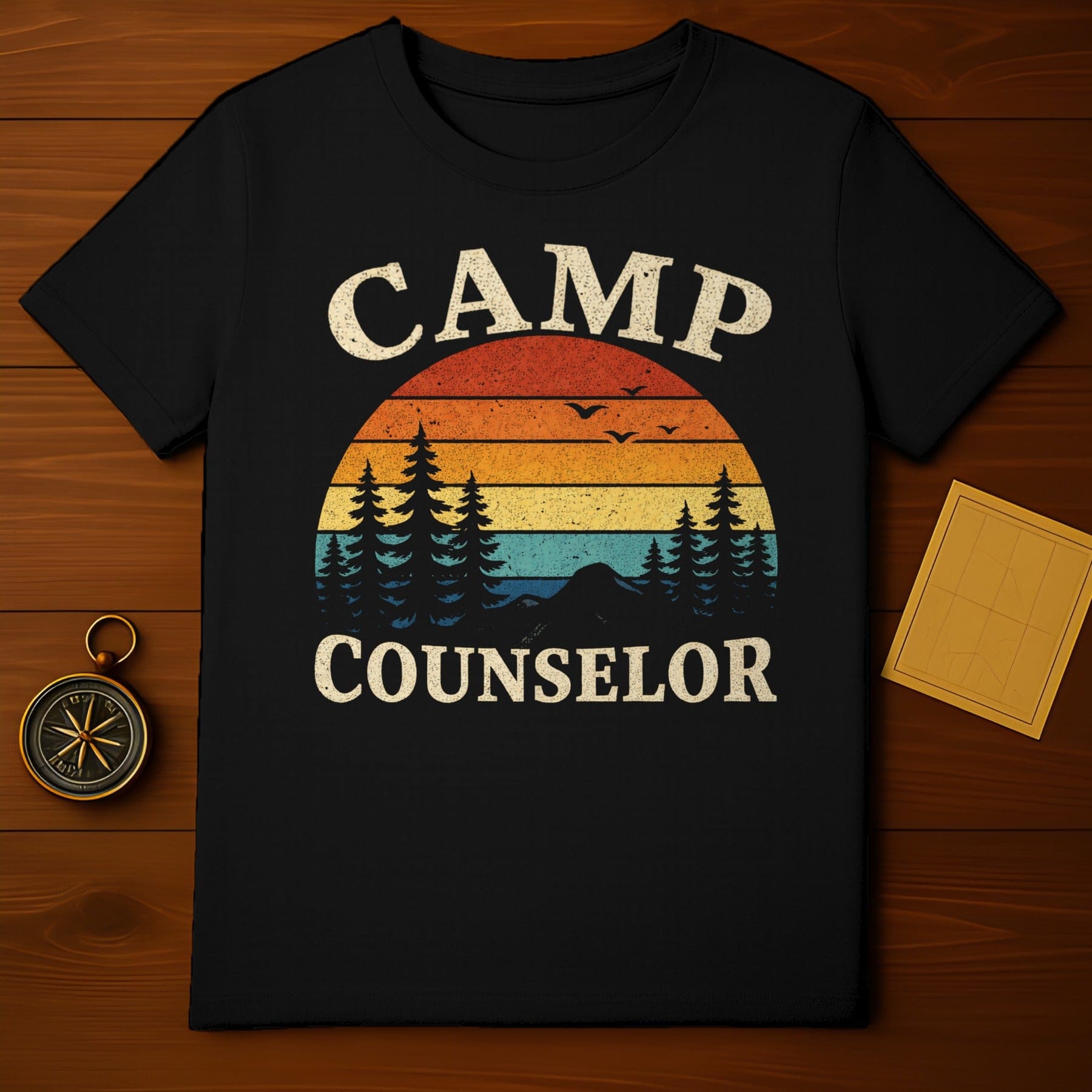 Retro Camp Counselor Sunset Design T-Shirt