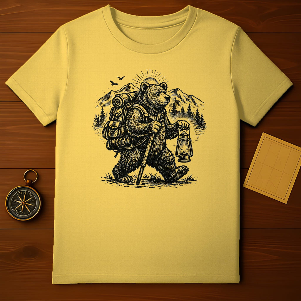 Bear Hiking with Lantern Adventure Graphic T-Shirt