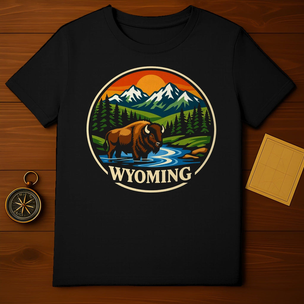 Wyoming Bison Mountain Sunset Landscape product type