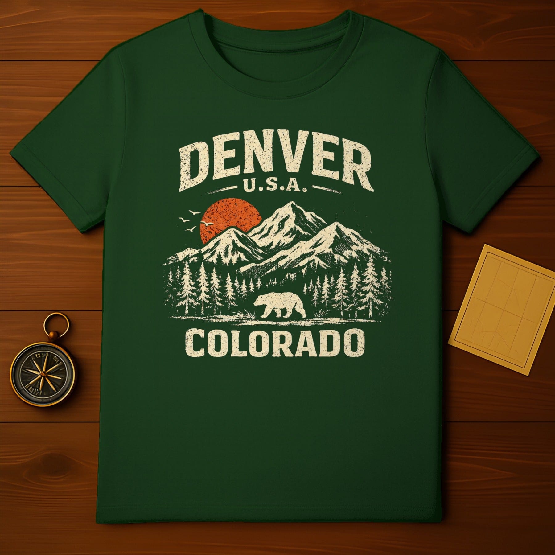 Denver Colorado U.S.A. Mountain Bear Graphic T-Shirt
