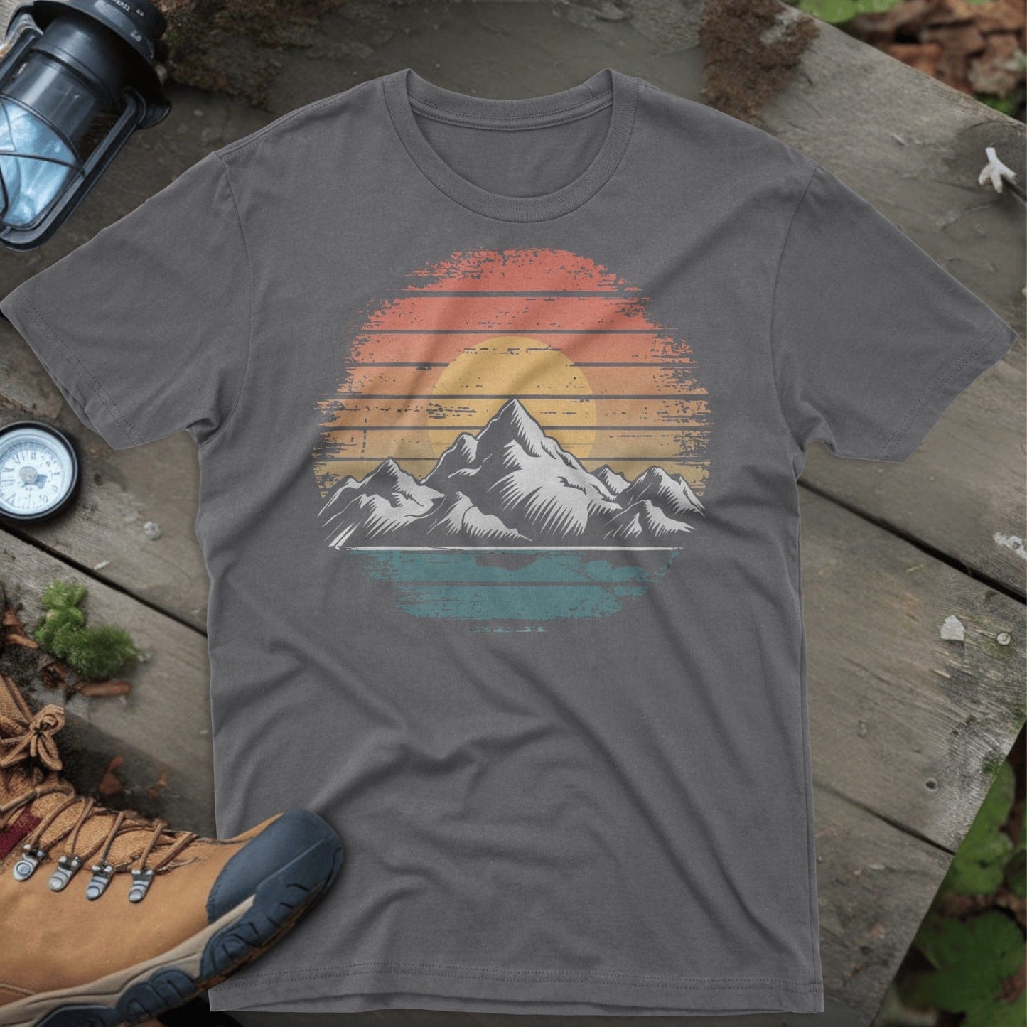 Retro Sunset Mountain Graphic T-Shirt product