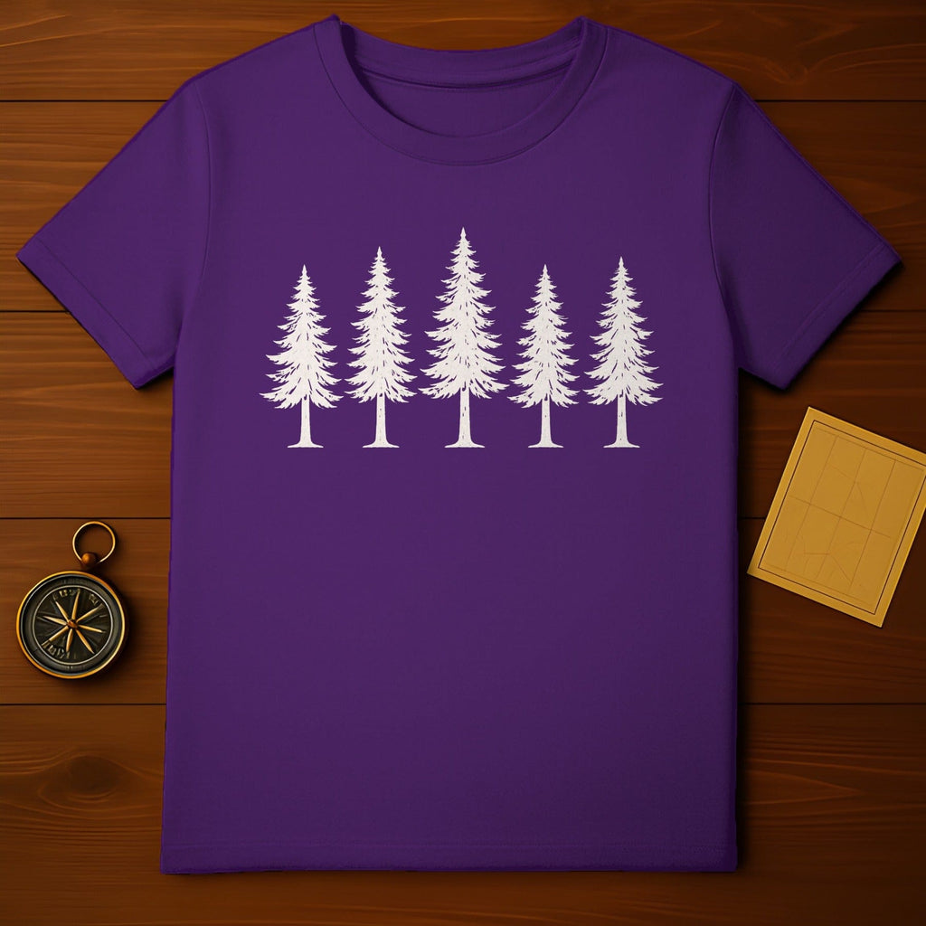 Purple Shirt with White Trees Graphic Casual Wear