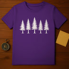 Purple Shirt with White Trees Graphic Casual Wear
