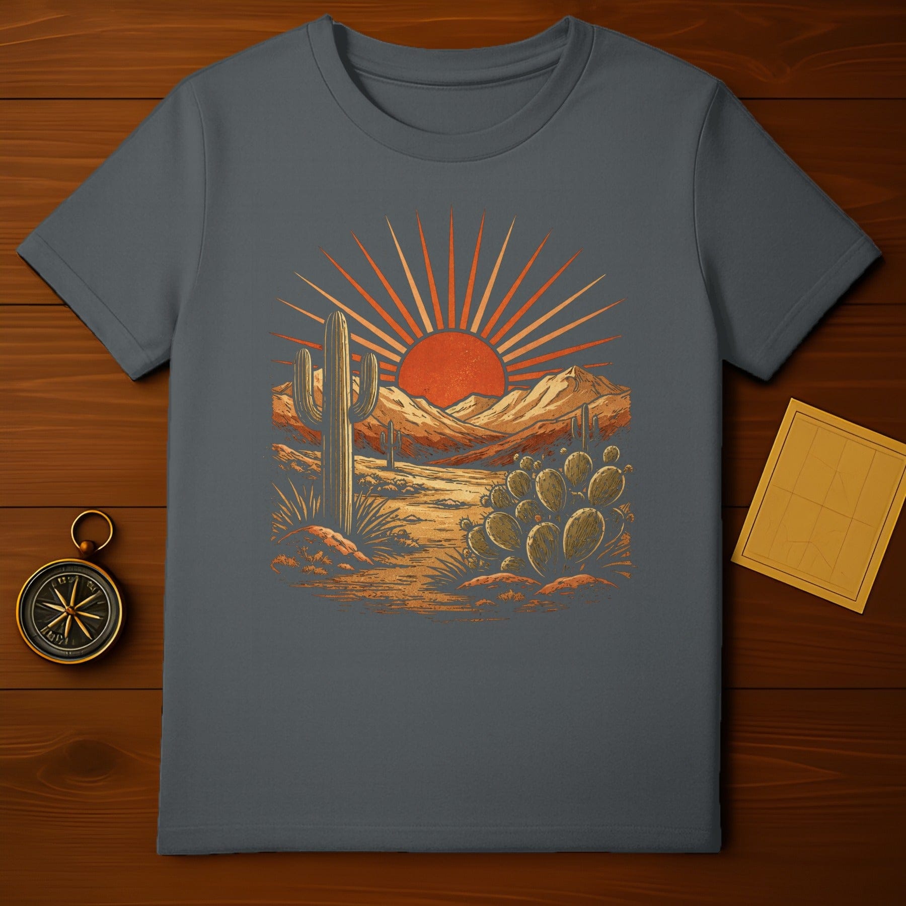Sunset Mountain Cactus and Desert Scene T-shirt