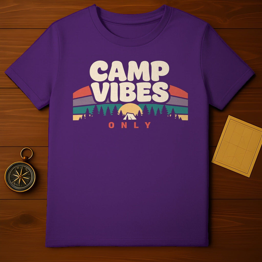 Retro Camp Vibes Only Forest Mountains Sunset product type