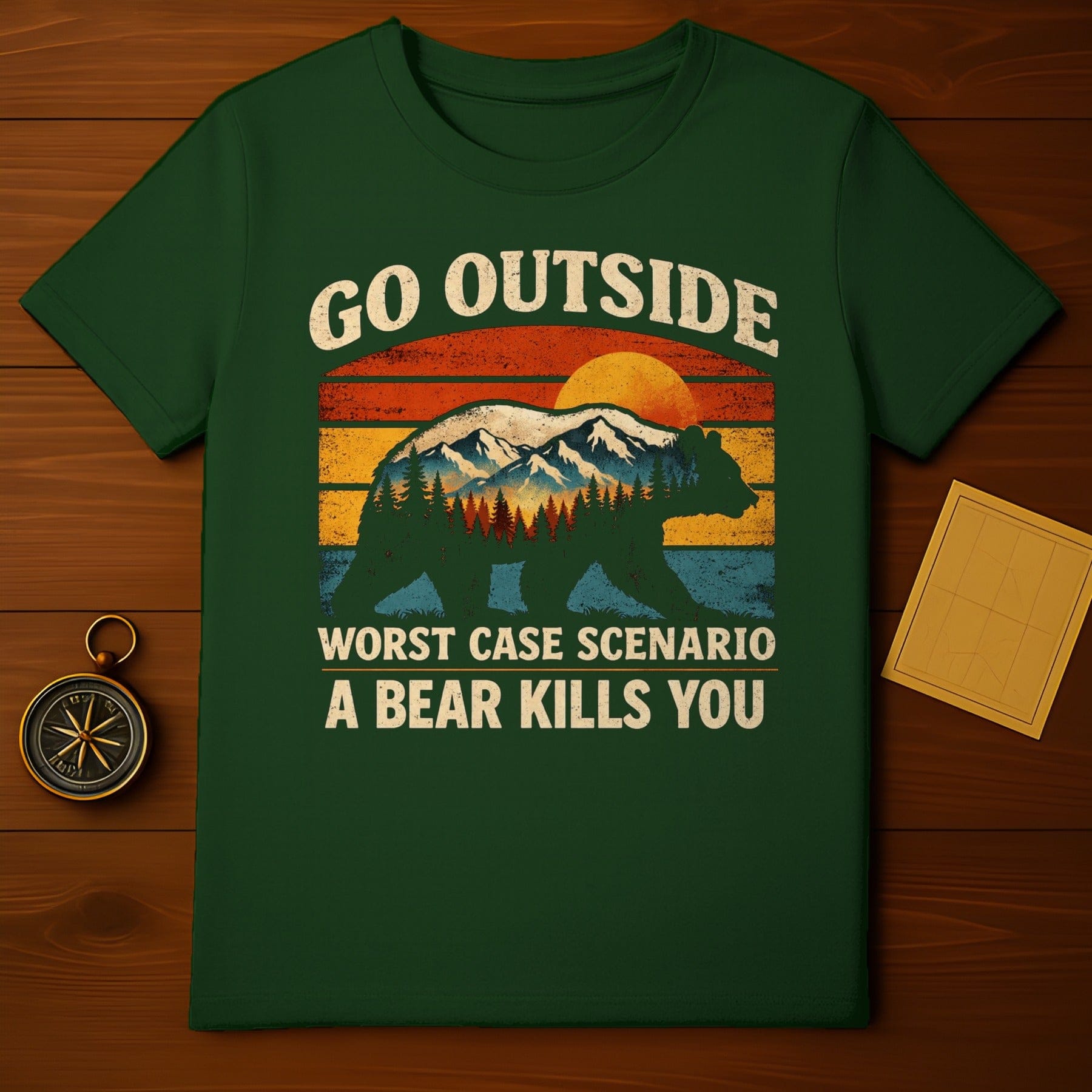 Go Outside Worst Case Scenario Bear Kills You Shirt