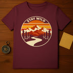 Stay Wild Mountain River Sunset Scene Tee product type