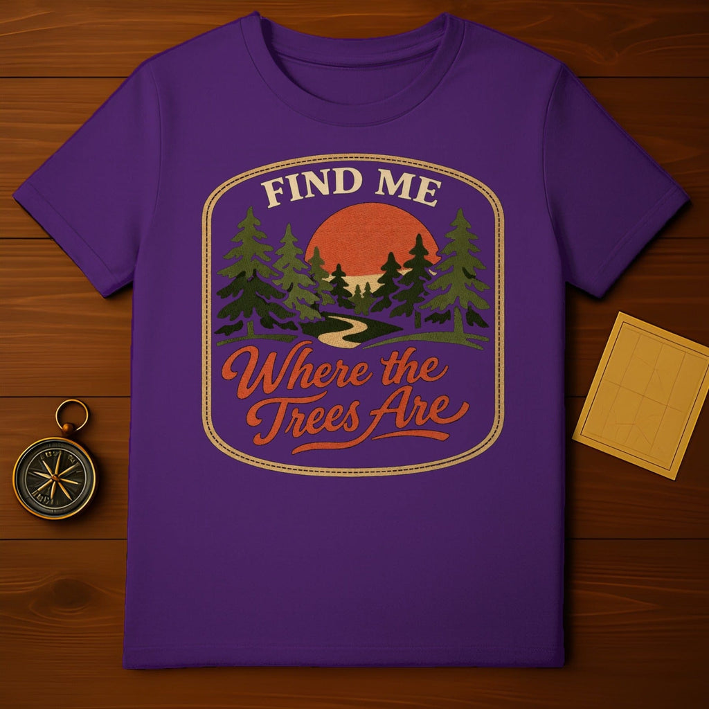 FIND ME Where the Trees Are Purple Outdoor product type
Purple shirt, Nature design, Trees graphic, Outdoor adventure, Forest landscape, Camping gear, Hiking apparel, Find Me Where, The Trees Are, Sunset scene, Wilderness explorer, Mountain path, Rustic design, Vintage outdoors, Nature lover gift, Graphic top, Summer outdoor, Travel inspired, Pine trees, Outdoors lifestyle