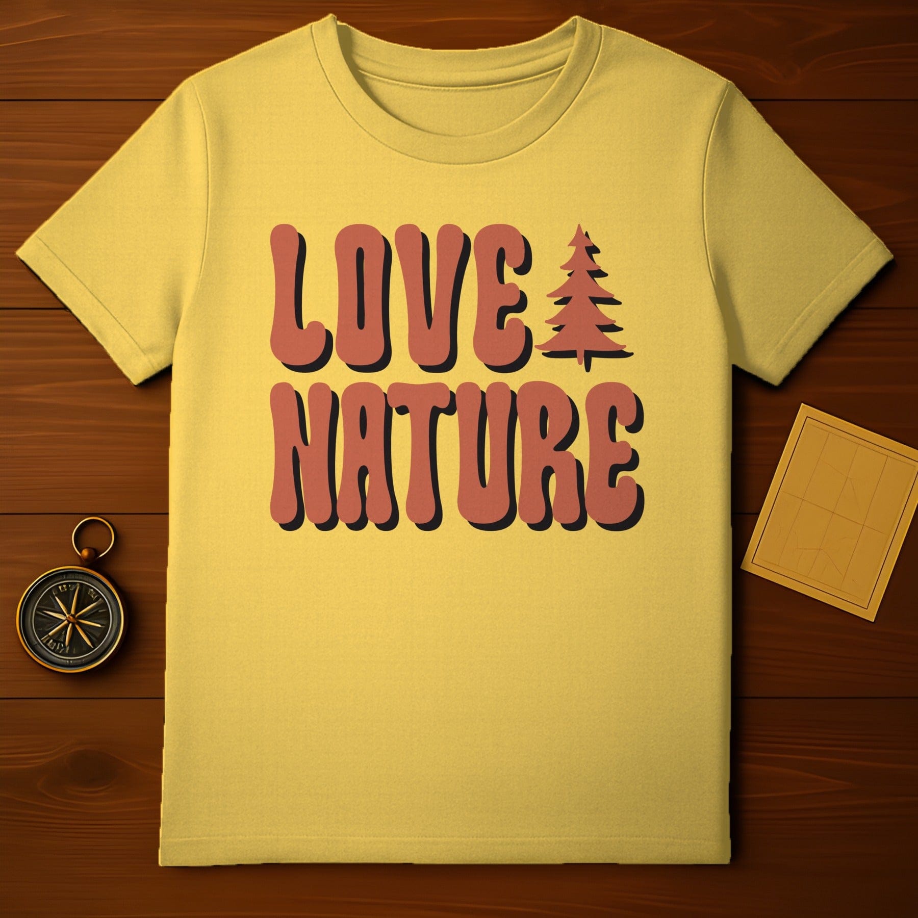 Love Nature Shirt with Tree Graphic Text Design