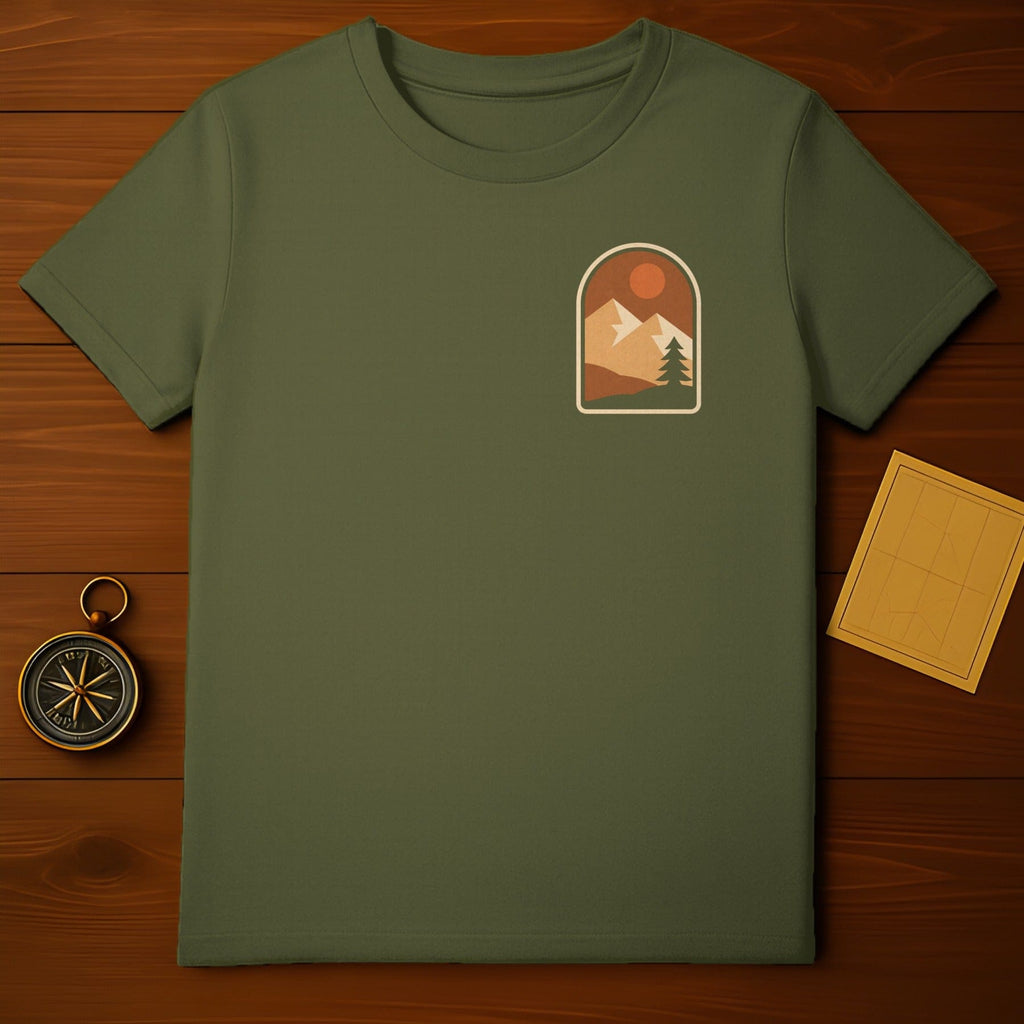 Olive Green Mountain Sun Tree Arch Landscape T-shirt product type