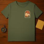 Olive Green Mountain Sun Tree Arch Landscape T-shirt product type