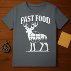 Fast Food Deer Target Graphic T-Shirt for Hunting Enthusiasts