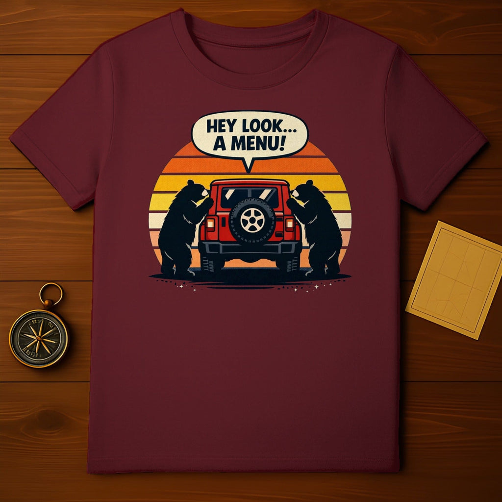 Bears Checking Car Sunset Graphic T-shirt