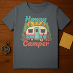 Happy Camper Retro Design T-Shirt for Outdoor Lovers