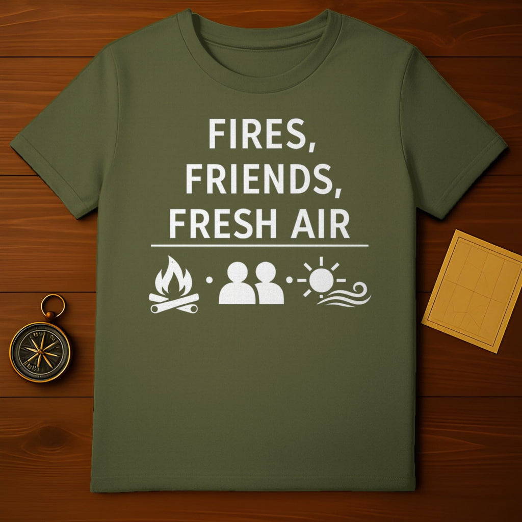 Fires Friends Fresh Air Graphic Tee for Outdoor Enthusiasts