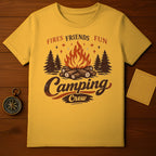 Fires Friends Fun Camping Crew T-Shirt for Outdoor Adventures