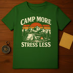 Camp More Stress Less Green Graphic Shirt